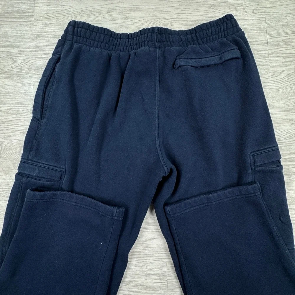 Nike Mens Sweatpants Cargo Fleece Navy Blue Large Swoosh Logo Relaxed Fit Sporty
